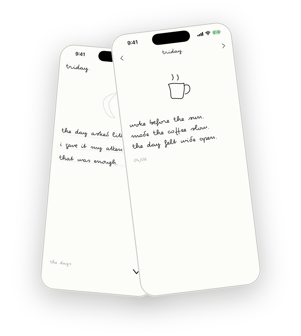 the triday three good things journal app: a nightly three-line entry and a saved day, kept on your phone